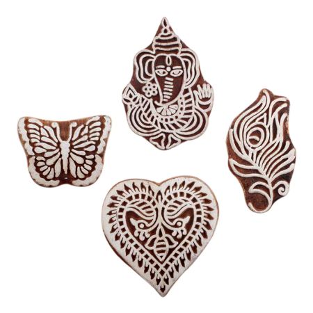 Set of 4 Piece New Mix Wooden Printing Block